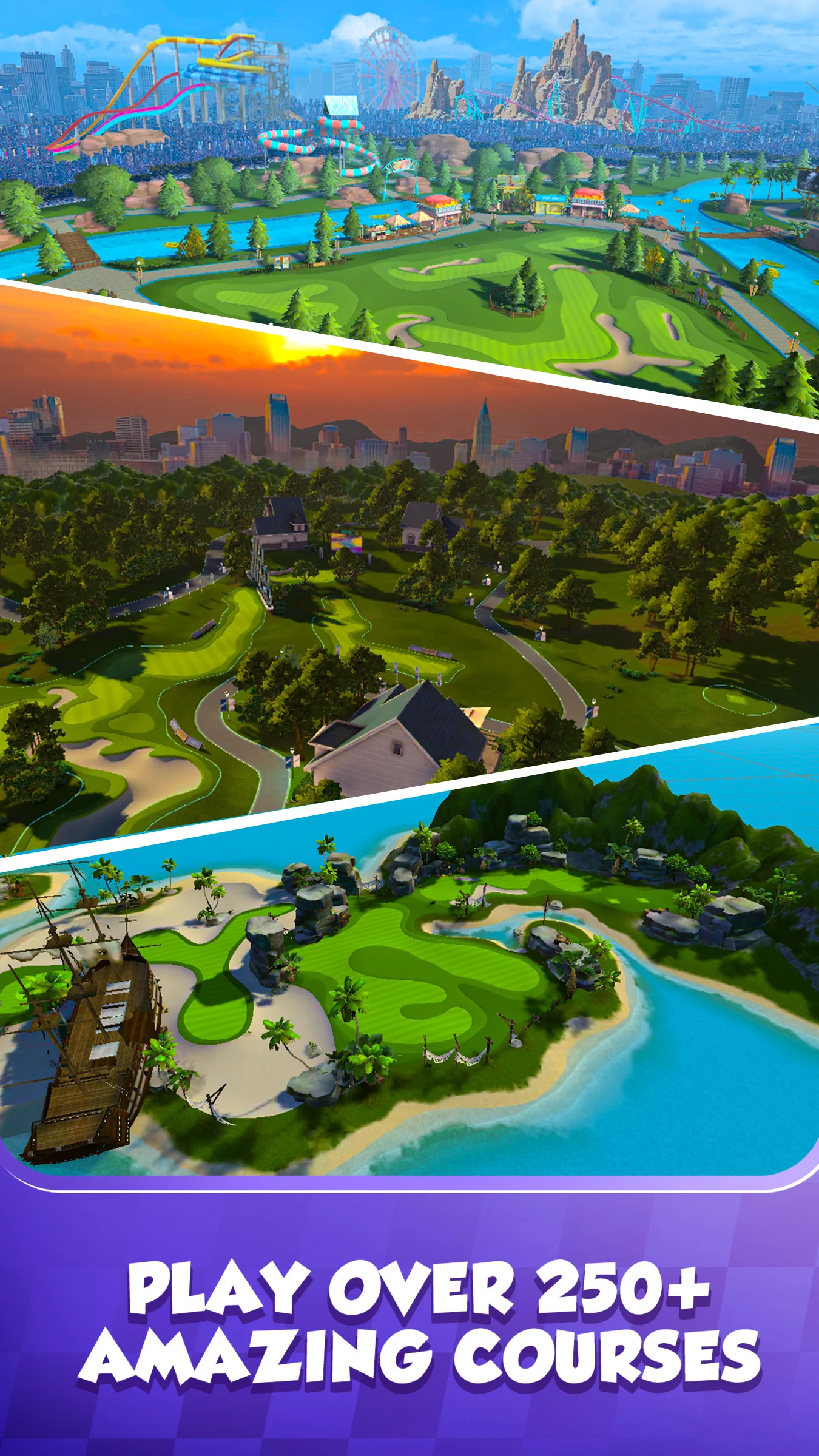 In game view of a mountainous golf track
